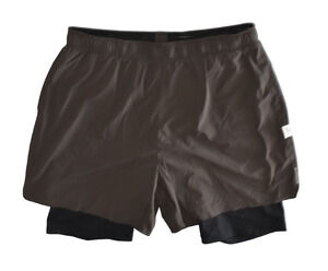 A5 NEW REIGNING CHAMP Brown Pinstriped Classic Fit Training Shorts Size L